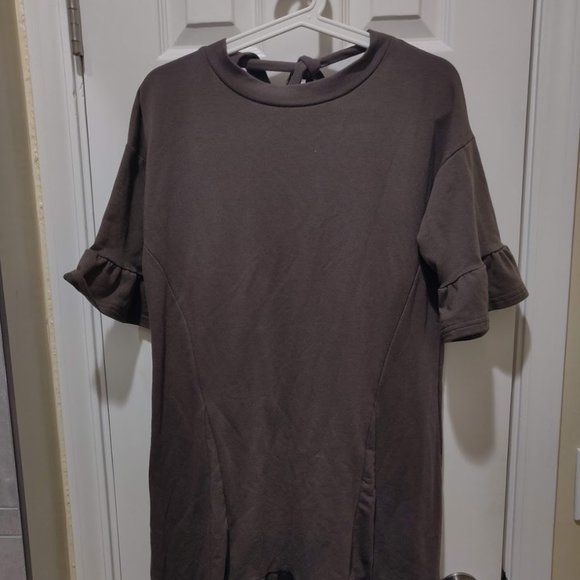 Eight Brown Cotton Dress with Ruffled Hem, Size S - Picture 1 of 3
